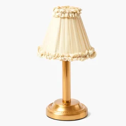 Rechargeable Table Lamps<Mrs. Alice Corinthian Rechargeable Lamp with Cream Frilled Silk Shade (18cm)