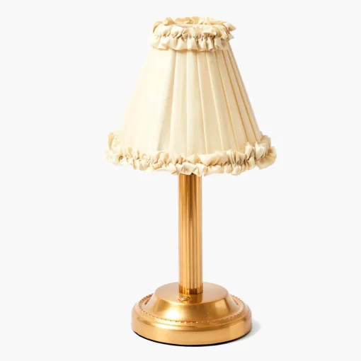 Rechargeable Table Lamps<Mrs. Alice Corinthian Rechargeable Lamp with Cream Frilled Silk Shade (18cm)