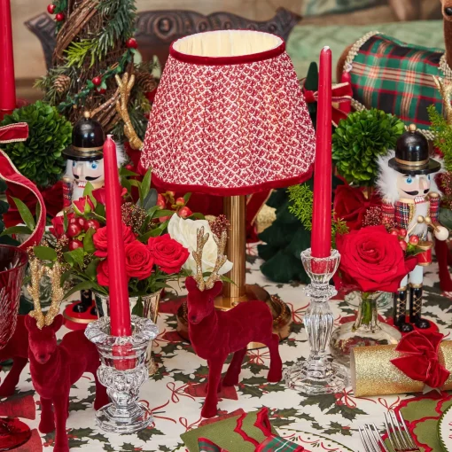 Rechargeable Table Lamps<Mrs. Alice Corinthian Rechargeable Lamp with Red Lotus Shade (22cm)
