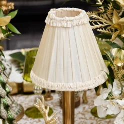 Rechargeable Table Lamps<Mrs. Alice Corinthian Rechargeable Lamp with Cream Frilled Silk Shade (18cm)