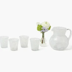 Summer Glassware | Glassware Sets<Mrs. Alice Dappled White Glasses & Jug Set