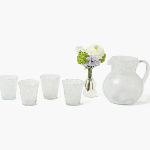 Summer Glassware | Glassware Sets<Mrs. Alice Dappled White Glasses & Jug Set