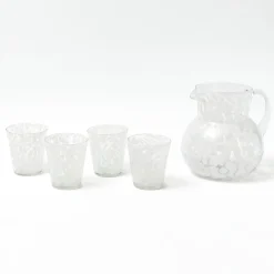 Summer Glassware | Glassware Sets<Mrs. Alice Dappled White Glasses & Jug Set
