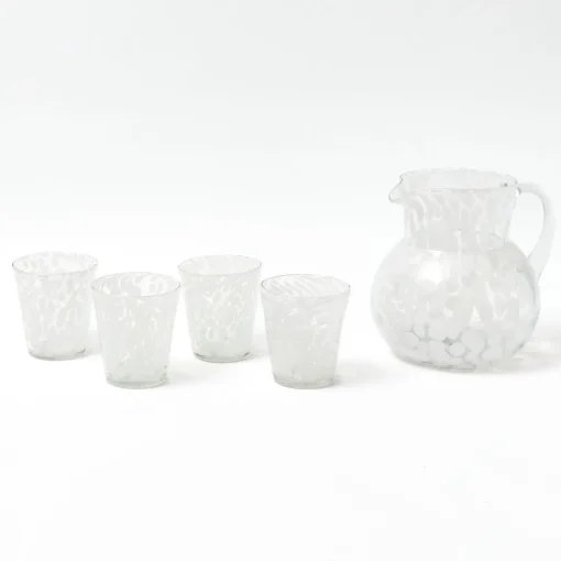 Summer Glassware | Glassware Sets<Mrs. Alice Dappled White Glasses & Jug Set