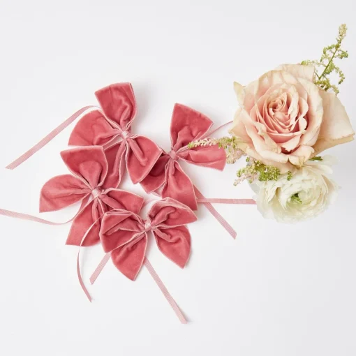 Napkin Rings & Bows<Mrs. Alice Dusty Pink Velvet Napkin Bows (Set of 4)