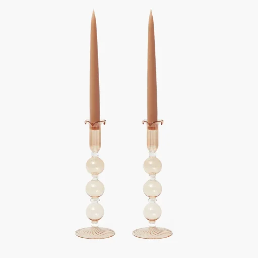 Summer Glassware | Summer Candleware<Mrs. Alice Eden Chestnut Candle Holder (Pair)