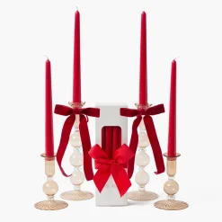 Candles | Candlescapes<Mrs. Alice Eden Chestnut Ribboned Candle Set (Red)
