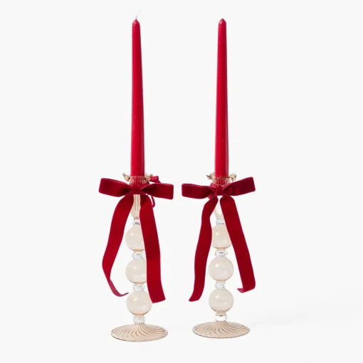 Candles | Candlescapes<Mrs. Alice Eden Chestnut Ribboned Candle Set (Red)