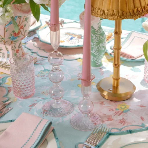 Summer Candleware | Candle Holders<Mrs. Alice Eden Pink Candle Holder (Pair)