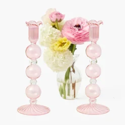 Summer Candleware | Candle Holders<Mrs. Alice Eden Pink Candle Holder (Pair)