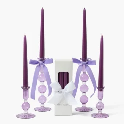 Candles | Candlescapes<Mrs. Alice Eden Purple Ribboned Candle Set