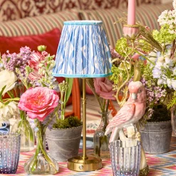 Rechargeable Table Lamps | Summer Lighting<Mrs. Alice Edie Rechargeable Lamp with Blue Ikat Shade (18cm)