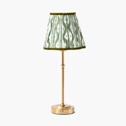 Rechargeable Table Lamps<Mrs. Alice Edie Tall Rechargeable Lamp with Olive Green Ikat Shade (18cm)