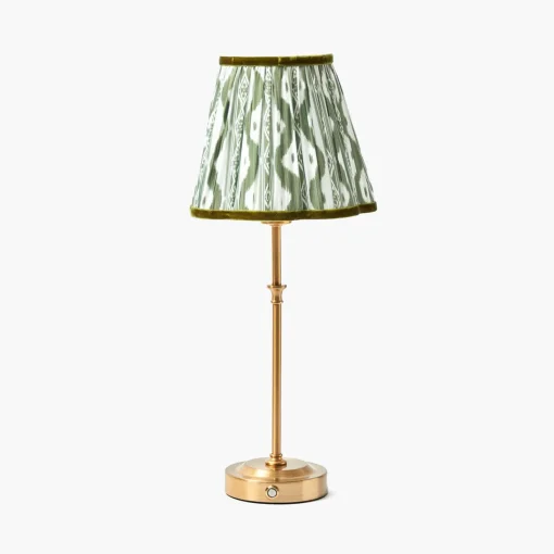Rechargeable Table Lamps<Mrs. Alice Edie Tall Rechargeable Lamp with Olive Green Ikat Shade (18cm)