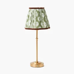 Rechargeable Table Lamps<Mrs. Alice Edie Tall Rechargeable Lamp with Olive & Chocolate Ikat Shade (18cm)