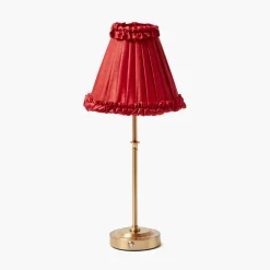 Rechargeable Table Lamps<Mrs. Alice Edie Tall Rechargeable Lamp with Red Frilled Shade (18cm)