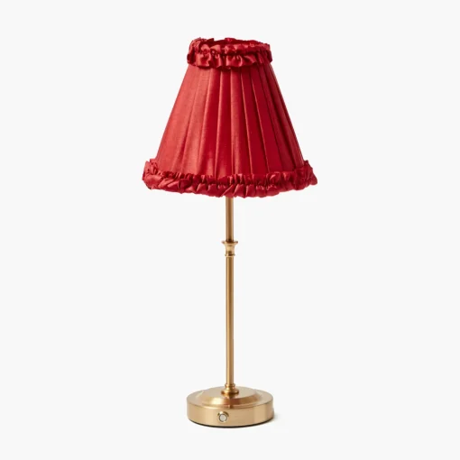 Rechargeable Table Lamps<Mrs. Alice Edie Tall Rechargeable Lamp with Red Frilled Shade (18cm)
