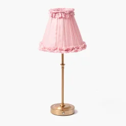 Rechargeable Table Lamps<Mrs. Alice Edie Tall Rechargeable Lamp with Pale Pink Frilled Silk Shade (18cm)