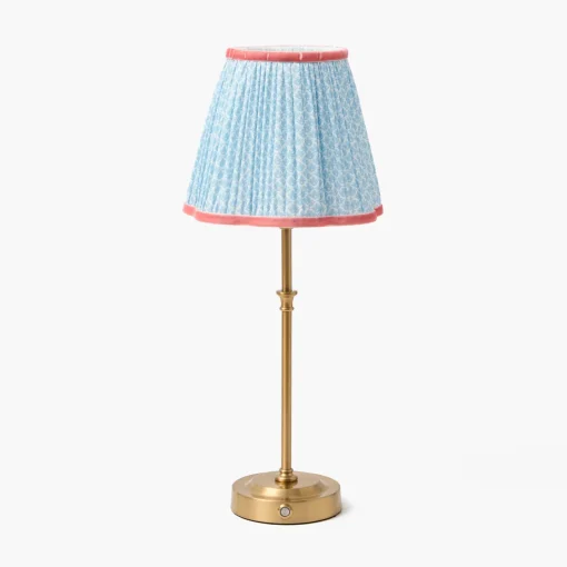 Rechargeable Table Lamps<Mrs. Alice Edie Tall Rechargeable Lamp with Soft Blue & Coral Lotus Shade (18cm)
