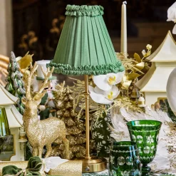 Rechargeable Table Lamps<Mrs. Alice Edie Tall Rechargeable Lamp with Green Frilled Silk Shade (18cm)