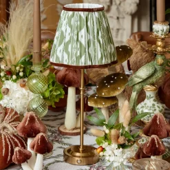 Rechargeable Table Lamps<Mrs. Alice Edie Tall Rechargeable Lamp with Olive & Chocolate Ikat Shade (18cm)
