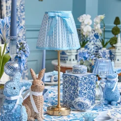 Rechargeable Table Lamps | For Her<Mrs. Alice Edie Tall Rechargeable Lamp with Soft Blue Lotus Bow Shade (18cm)