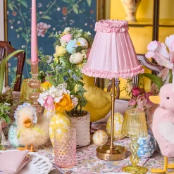 Rechargeable Table Lamps<Mrs. Alice Edie Tall Rechargeable Lamp with Pale Pink Frilled Silk Shade (18cm)