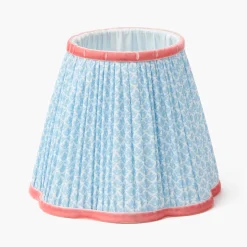 Rechargeable Table Lamps<Mrs. Alice Edie Tall Rechargeable Lamp with Soft Blue & Coral Lotus Shade (18cm)