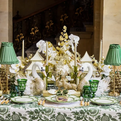 Rechargeable Table Lamps<Mrs. Alice Edie Tall Rechargeable Lamp with Green Frilled Silk Shade (18cm)