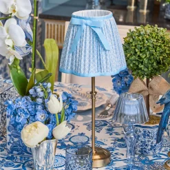 Rechargeable Table Lamps | For Her<Mrs. Alice Edie Tall Rechargeable Lamp with Soft Blue Lotus Bow Shade (18cm)