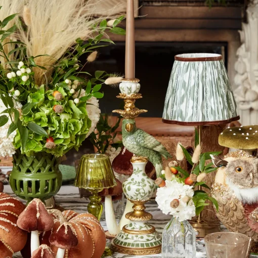 Rechargeable Table Lamps<Mrs. Alice Edie Tall Rechargeable Lamp with Olive & Chocolate Ikat Shade (18cm)