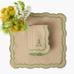 Summer Table Linen | Napkins<Mrs. Alice Edith Sand & Green Napkins (Set of 4)