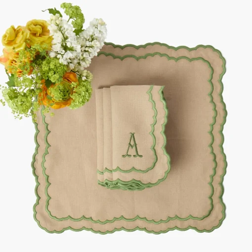 Summer Table Linen | Napkins<Mrs. Alice Edith Sand & Green Napkins (Set of 4)