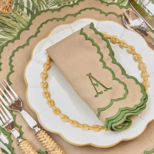 Summer Table Linen | Napkins<Mrs. Alice Edith Sand & Green Napkins (Set of 4)