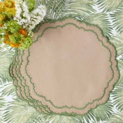 Summer Table Linen | Placemats<Mrs. Alice Edith Sand & Green Placemats (Set of 4)