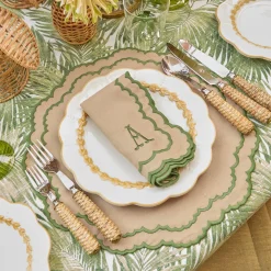 Summer Table Linen | Placemats<Mrs. Alice Edith Sand & Green Placemats (Set of 4)