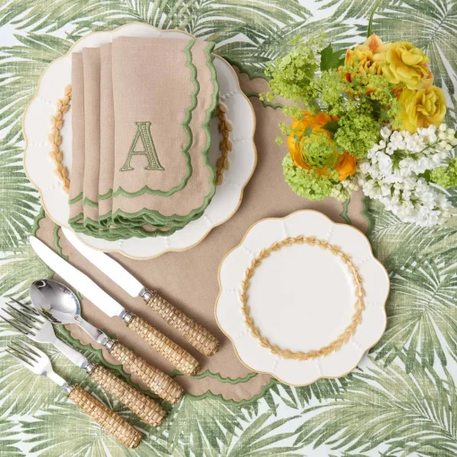 Summer Table Linen | Table Linen Sets<Mrs. Alice Edith Sand & Green Placemats & Napkins (Set of 4)