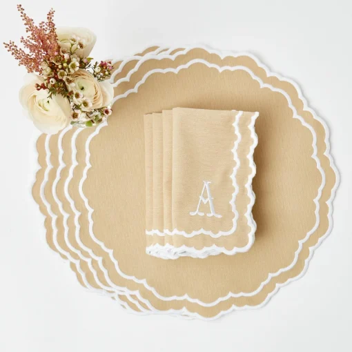 Table Linen Sets | Mrs. Alice Monogram<Mrs. Alice Edith Sand Placemats & Napkins (Set of 4)