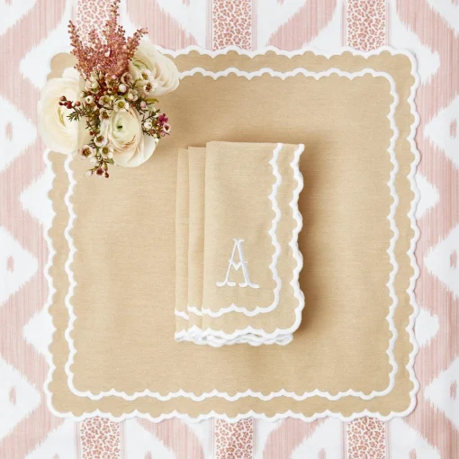 Table Linen Sets | Mrs. Alice Monogram<Mrs. Alice Edith Sand Placemats & Napkins (Set of 4)