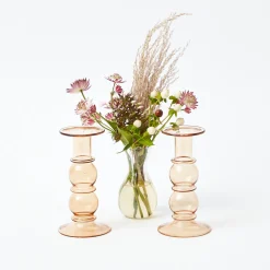 Candle Holders<Mrs. Alice Elise Medium Amber Candle Holder (Pair)