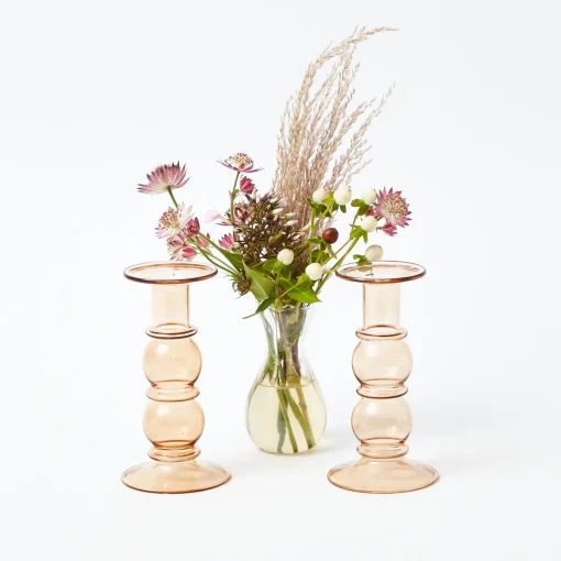 Candle Holders<Mrs. Alice Elise Medium Amber Candle Holder (Pair)