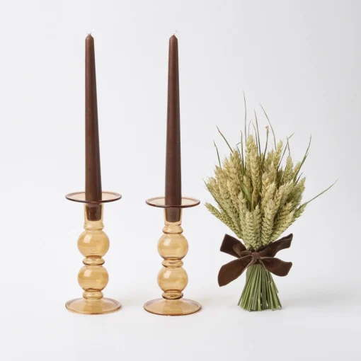 Candle Holders<Mrs. Alice Elise Medium Amber Candle Holder (Pair)