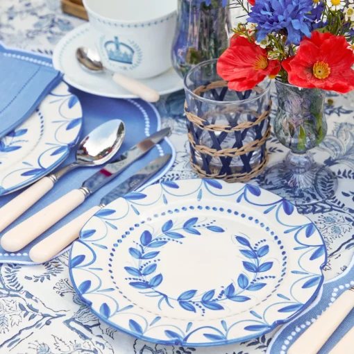 Starter Plates | Crockery Sets<Mrs. Alice Elizabeth Blue Garland Starter Plates (Set of 4)