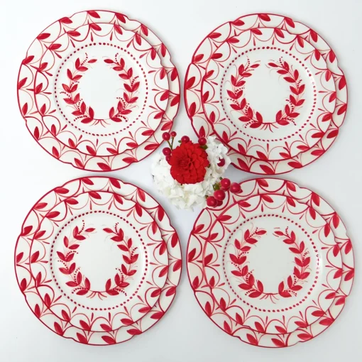 Crockery Sets<Mrs. Alice Elizabeth Red Garland Dinner & Starter Plates (Set of 8)