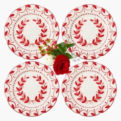 Starter Plates | Crockery Sets<Mrs. Alice Elizabeth Red Garland Starter Plates (Set of 4)