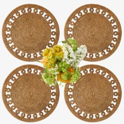 Summer Table Linen | Placemats<Mrs. Alice Elodie Round Rattan Placemats (Set of 4)