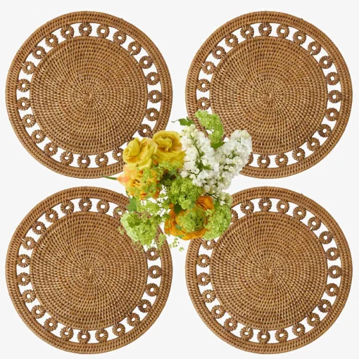 Summer Table Linen | Placemats<Mrs. Alice Elodie Round Rattan Placemats (Set of 4)