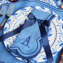 Napkins | Mrs. Alice Monogram<Mrs. Alice Eloise Blue & Navy Napkins (Set of 4)