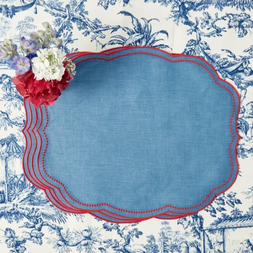 Placemats<Mrs. Alice Eloise Blue & Red Placemats (Set of 4)