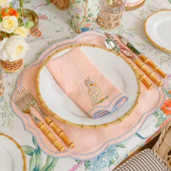 Summer Table Linen<Mrs. Alice Eloise Coral & Blue Placemats & Parrot Napkins (Set of 4)